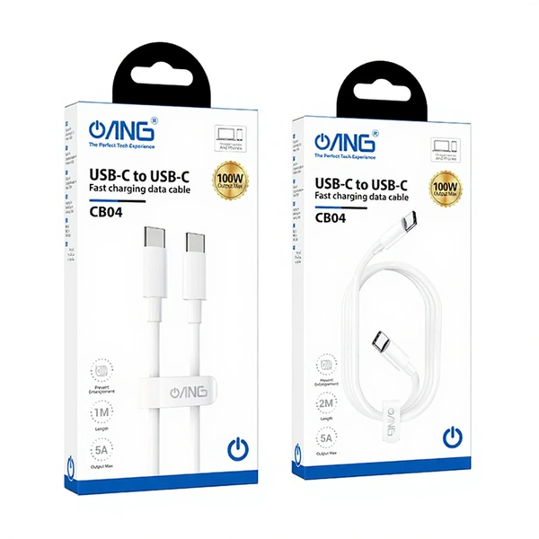 ANG CB04 100W USB-C to USB-C Fast Charging & Data Cable (1M, White)
